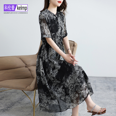杭州桑蚕丝绸缎重磅真丝连衣裙女