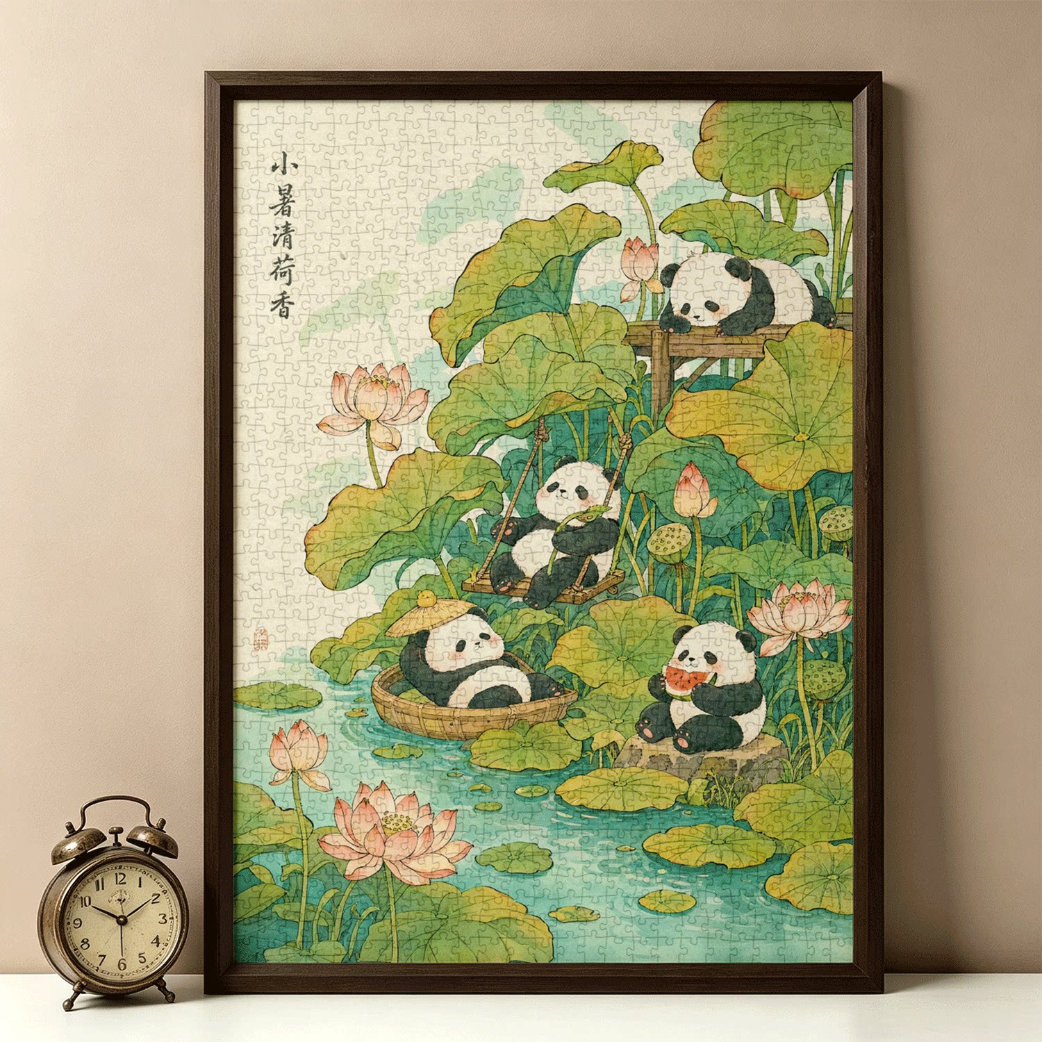拼图1000片高端蓝卡风景带相框