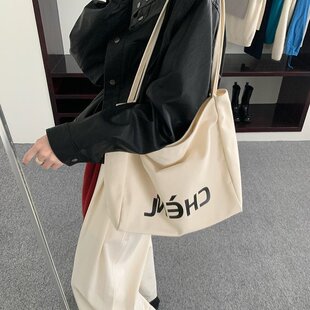 休闲帆布时尚包包大容量2025新款文艺百搭单肩购物袋上课通勤女包
