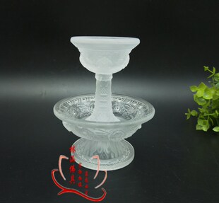 水琉璃护法杯 藏式佛前 供酒杯八吉祥供茶杯小号白色家居摆件