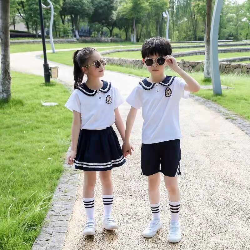 幼儿园园服夏装英伦学院风纯棉校服套装小学生班服夏季毕业照服装