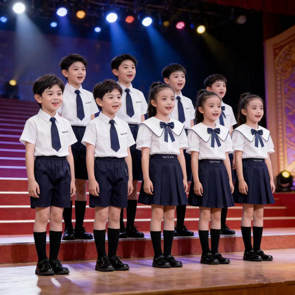 儿童合唱演出服男女童诗朗诵表演服学院风校服套装小学生毕业班服