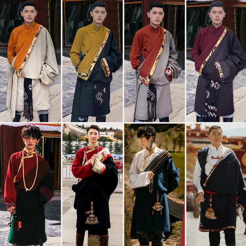 春秋新款藏族扎西男士西藏藏服民族风大理西藏旅拍摄影艺术写真服