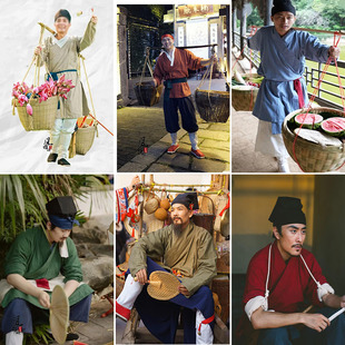 宋朝集市古镇卖货郎古装演出服农民装小商贩男装棉布汉服传统民俗