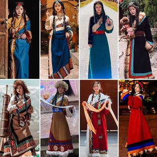 2023秋冬新款演艺藏裙西藏女款藏袍藏装藏服长裙民族风旅拍写真服