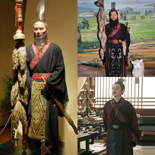 影视古装张骞同款出塞汉服男古装大臣服皇帝服使者使臣棉麻演出服