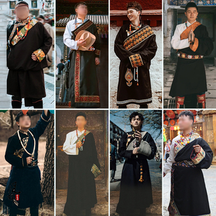 2023新款藏袍藏服春夏薄款西藏服男款丁真藏装民族风旅拍写真服装