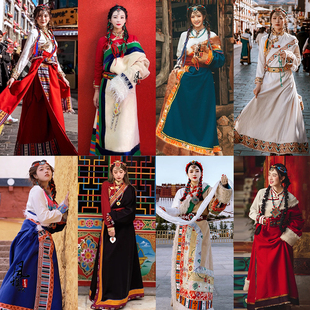 新款藏服女款藏袍秋冬保暖藏族服装云南少数民族风旅拍演出写真服