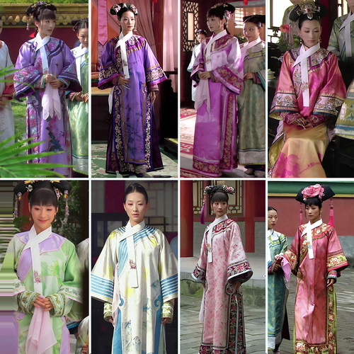 缎布印花贴布绣花安陵容同款旗服