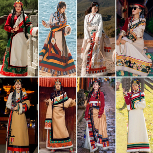 2023秋冬新款演艺藏裙西藏服女款藏袍藏服女长裙民族风旅拍写真服