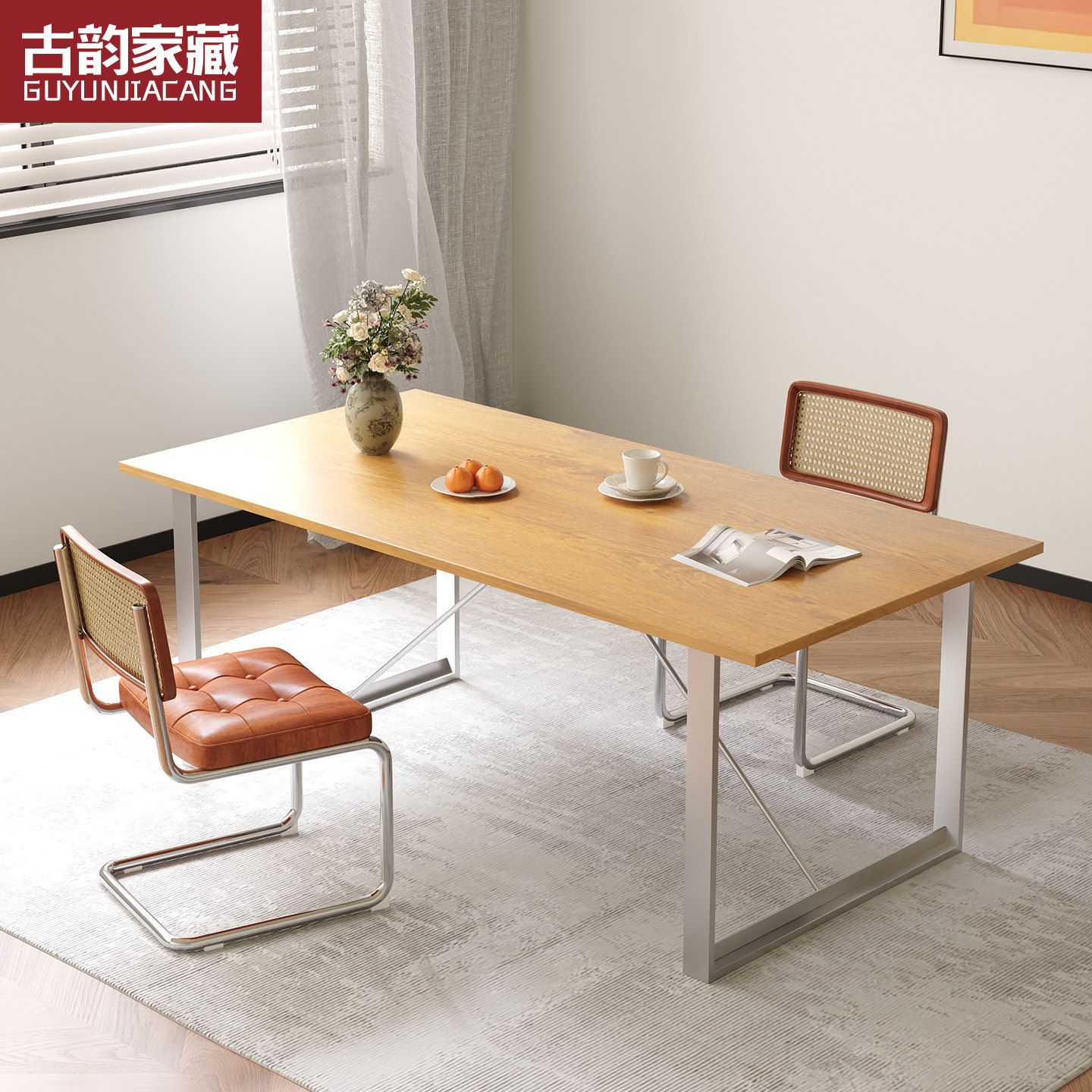 实木办公室桌子设计师原木会议大板桌家用电脑桌服装店展示工作台