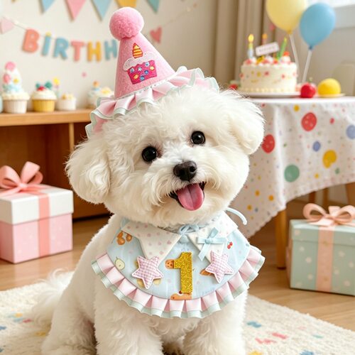 猫咪狗狗生日花边帽子围领宠物
