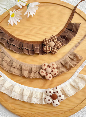 25夏宠物围脖布艺棕色猫咪围嘴个性废土风狗狗口水巾时尚围巾多层