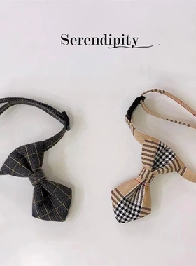 宠物英伦风格子领结领带可调节猫咪狗项圈颈圈狗狗英伦领结