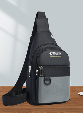牛津布黑色斜挎包男帆布单肩小背包胸包男款男士运动休闲胸前包