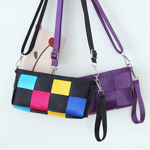 新款多巴胺女包斜挎包韩版尼龙包单肩防水外贸妈妈手工编织小布包