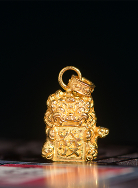 手工錾刻古法黄金招财貔貅吊坠