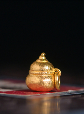 金手工錾刻古法黄金葫芦吊坠