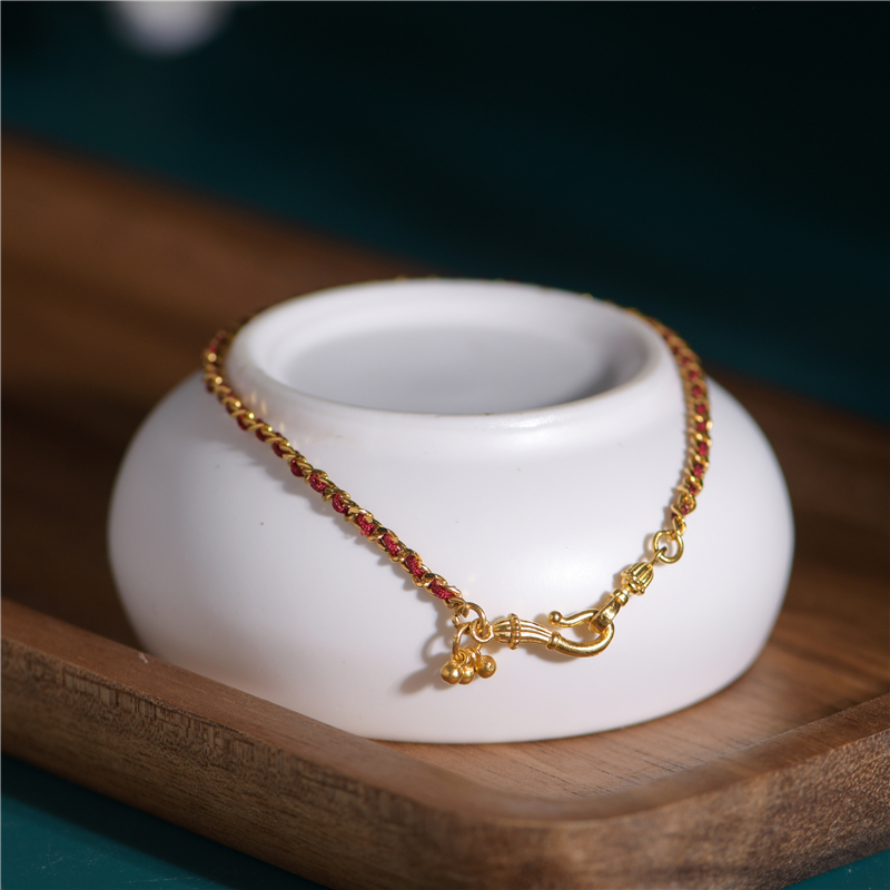 古法黄金红绳手链情侣