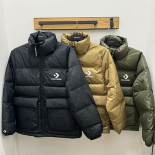 Converse新款匡威男女同款立领短款外套白黑绿棕色羽绒服10023755