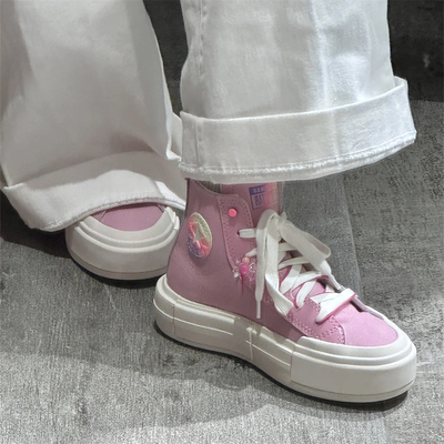 匡威CONVERSE 粉色UU糖果装饰厚底分离式解构厚底帆布鞋A12458c