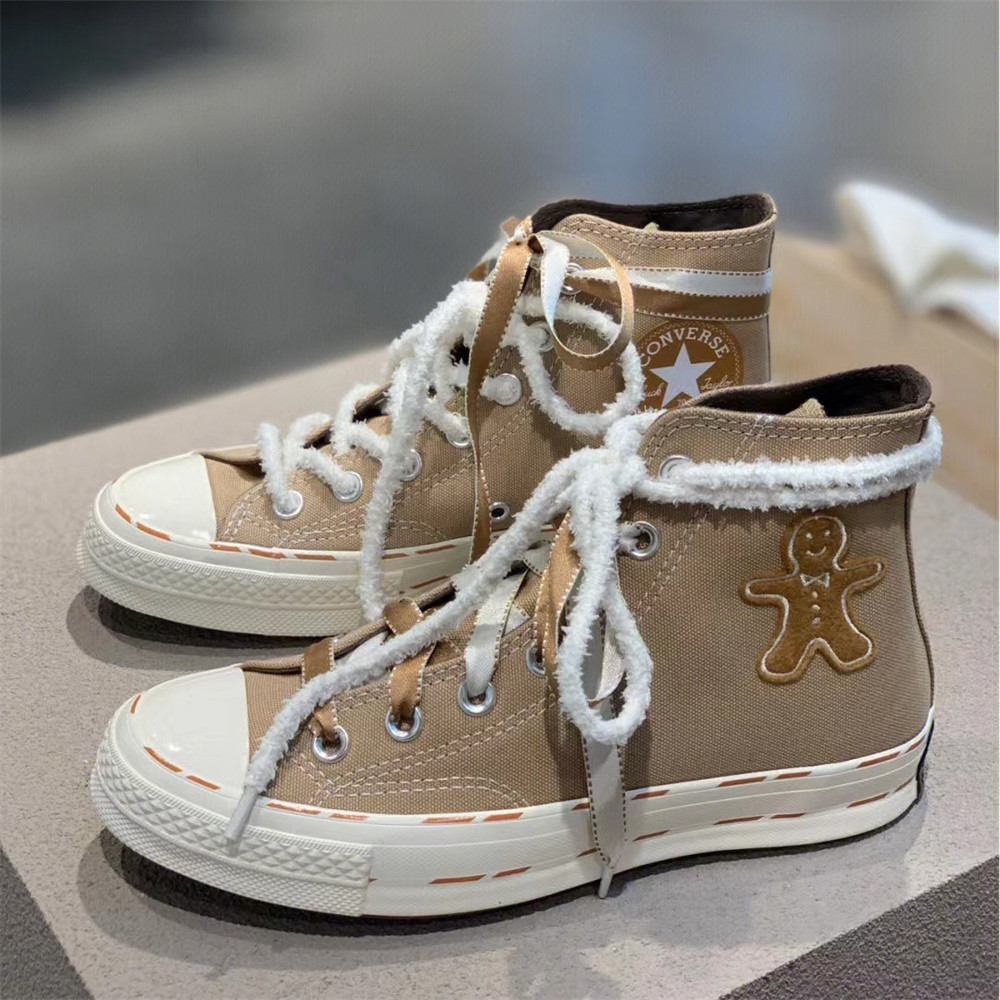 converse匡威1970s 圣诞限定新款 黄色姜饼人高帮帆布鞋 a04282c