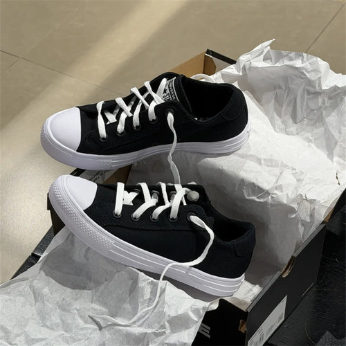 CONVERSE Chuck Taylor 匡威百搭低帮黑色运动休闲帆布鞋 A19306C