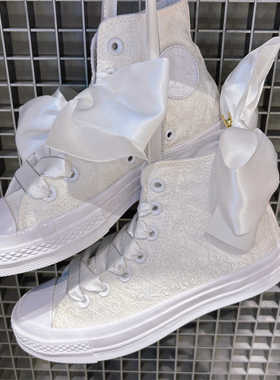 正品匡威CONVERSE 1970S 白色丝带蝴蝶结公主风高帮帆布鞋A07078c