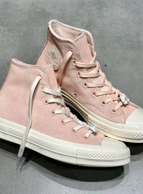 匡威 CONVERSE 1970S新款粉色麂皮翻毛皮加绒高帮帆布鞋A07901c