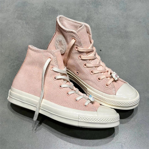 匡威 CONVERSE 1970S新款粉色麂皮翻毛皮加绒高帮帆布鞋A07901c