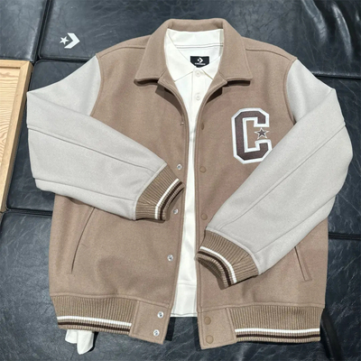 CONVERSE匡威运动时尚翻领夹克男女同款棒球服外套 10028007-A01