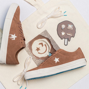 CONVERSE匡威ONE STAR PRO棕色雪糕融化翻毛皮低帮帆布鞋A02319c