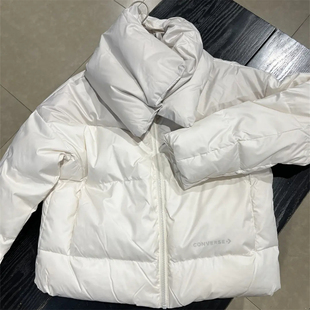 Converse匡威女款立领短款拼接羽绒服休闲面包服夹克10023713-A01