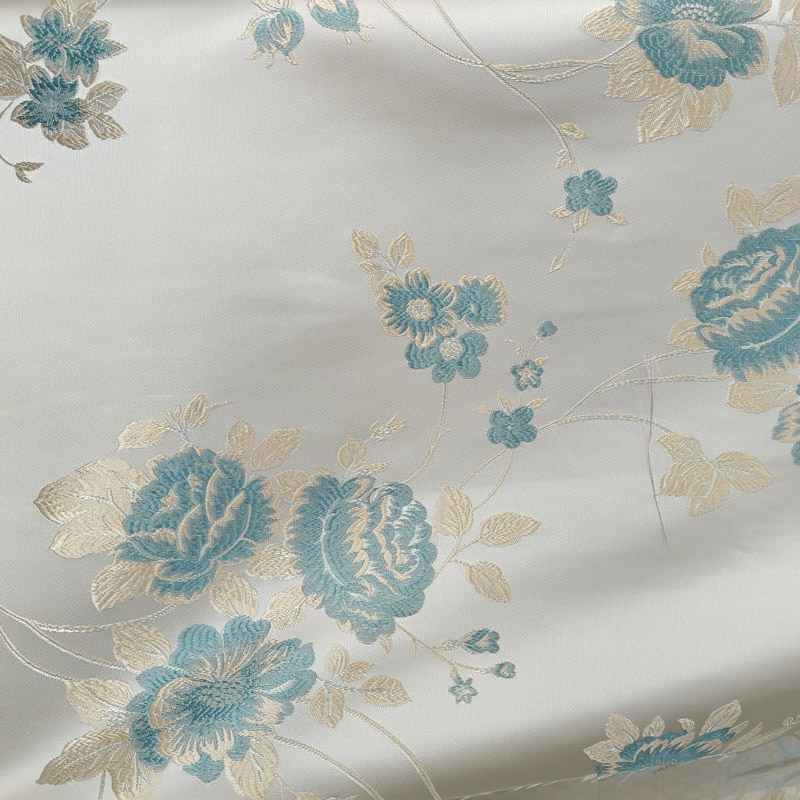 复古大花淡雅微弹女装春秋旗袍面料宫廷风浪漫连衣裙箱包装饰布料