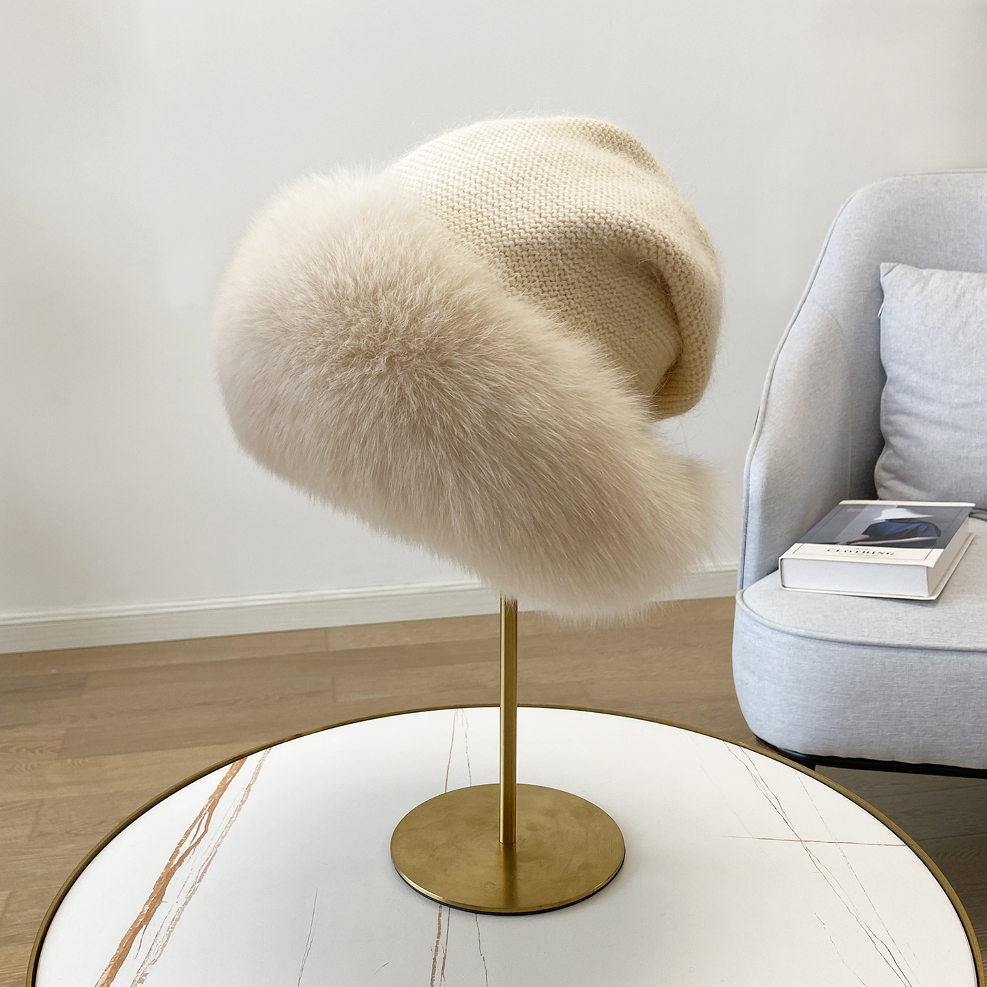 新款狐狸毛整皮公主帽户外保暖防寒护耳女真毛皮草帽子针织毛绒帽