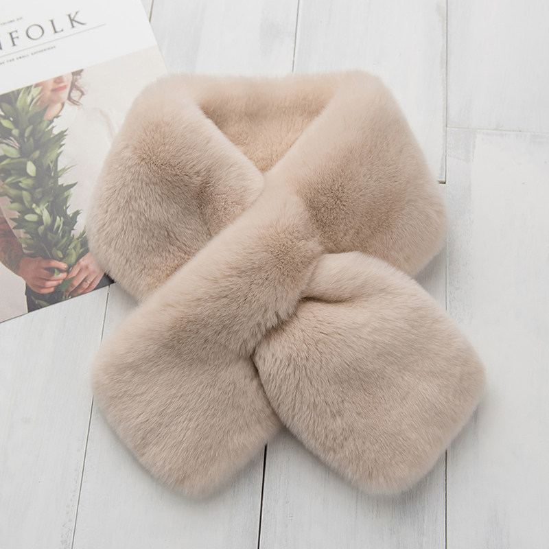 冬季保暖韩版百搭加厚整皮獭兔毛围脖女双面兔毛皮草围巾真毛毛领