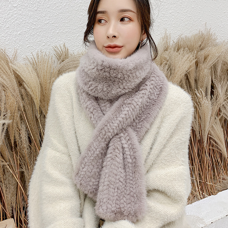 新款冬季双面水貂毛编织貂皮围巾女加厚保暖真毛裘皮长款皮草围脖