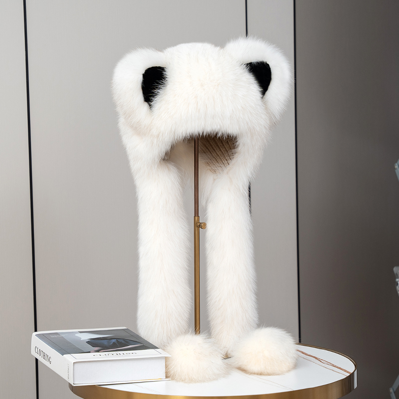 冬季女可爱猫耳朵围巾一体帽子