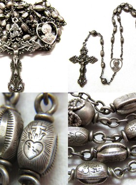 手工十字架宗教风古董银项链