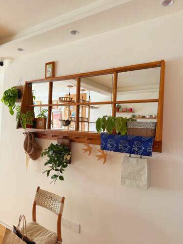 中古风假窗格子镜家用餐厅墙面装饰镜子客厅沙发背景墙面装饰挂镜