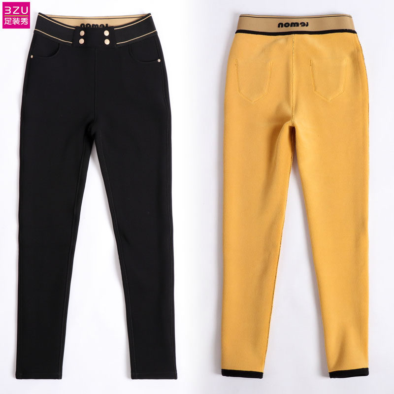 3zu足装秀正品秋冬500克加厚九分外穿保暖舒适小黑裤女z422505-1
