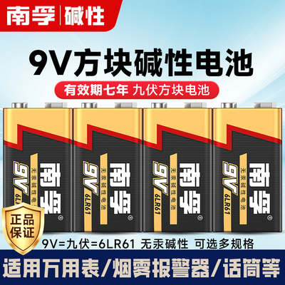 南孚9V碱性电池万用表麦克风儿童玩具遥控6LR61 方块叠层九伏6F22