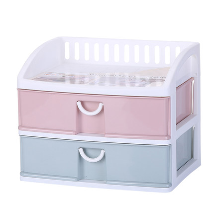 办公桌面收纳盒塑料多层小抽屉式文件化妆品收纳柜杂物饰品整理箱