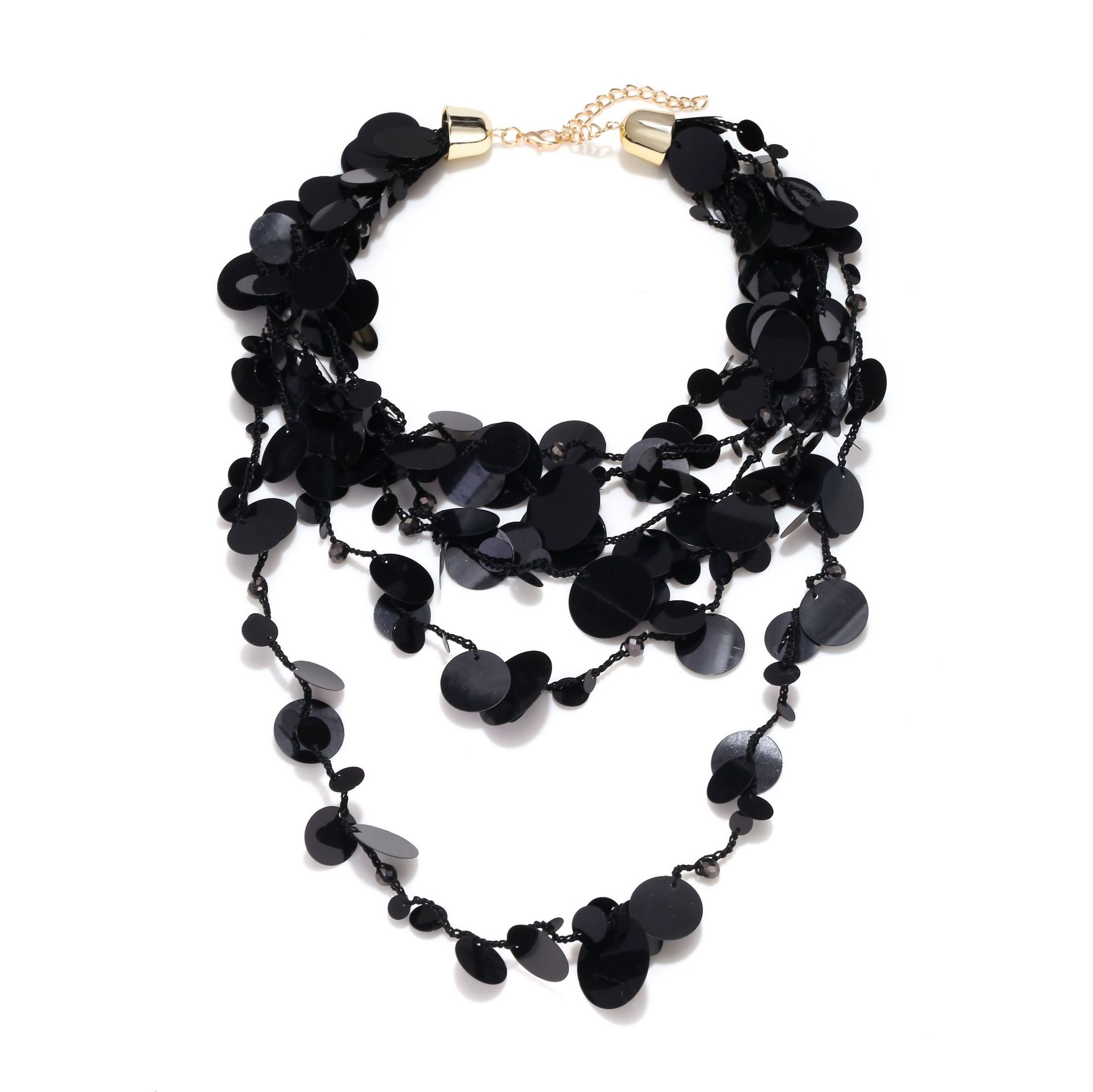 欧美秋冬设计暗黑风多层亮片COS项链 潮女气质小众颈链