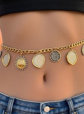 欧美大牌轻奢设计感钱币金属项链