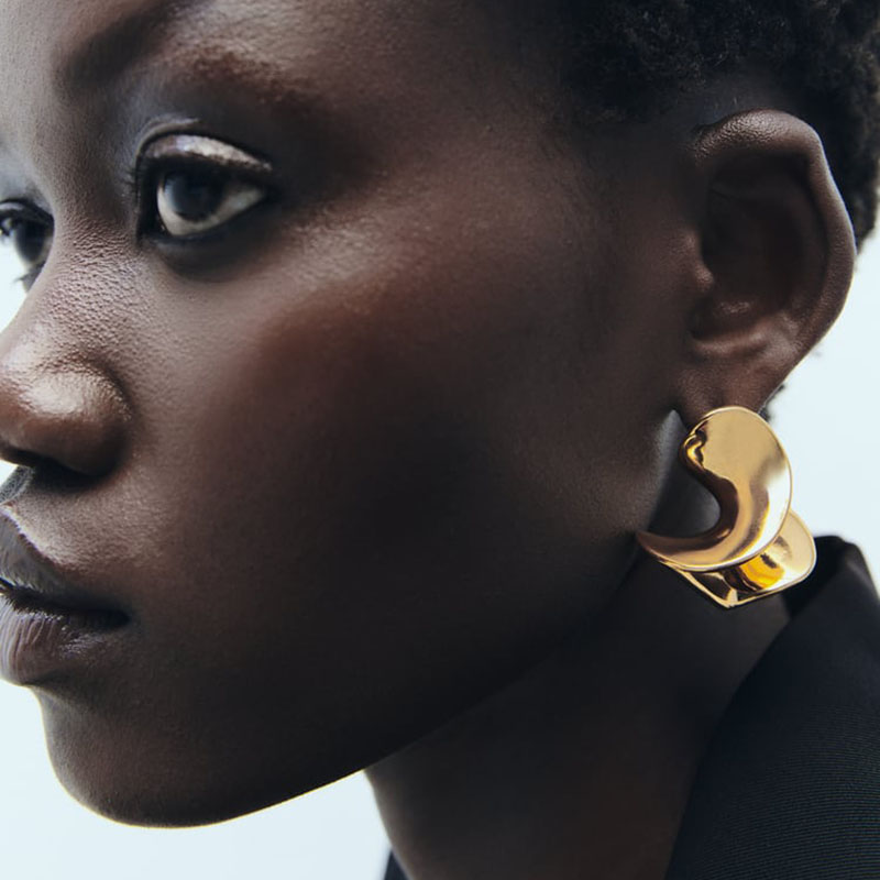 欧美原创设计金属扭曲耳环