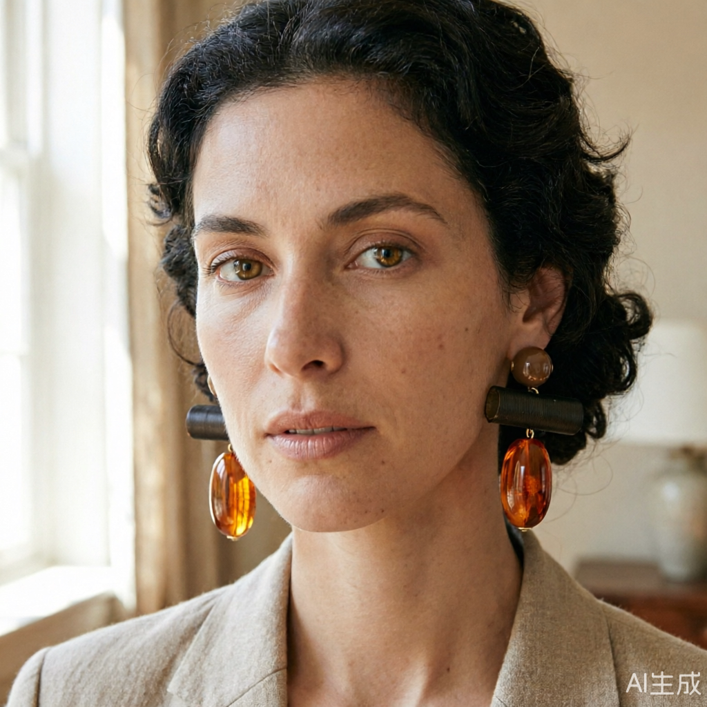 欧美大牌轻奢琥珀色几何拼接耳环女高级感设计气质耳饰