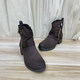 外贸原单女靴内里加绒新款 Lady Shoes 圆头纯色粗跟皮带扣短靴