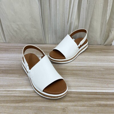 圆头纯色厚底坡跟百搭时装凉鞋