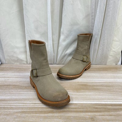 圆头纯色粗跟厚底皮带扣套筒短靴
